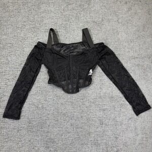 Black Lace Off-Shoulder Corset Top